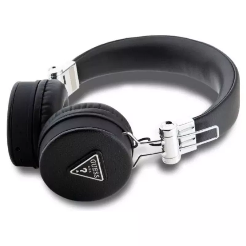 Guess Grained Classic Round Shape auriculares inalámbricos Bluetooth over-ear con ENC (negro)