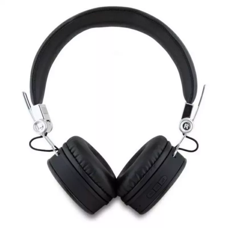 Guess Grained Classic Round Shape auriculares inalámbricos Bluetooth over-ear con ENC (negro)