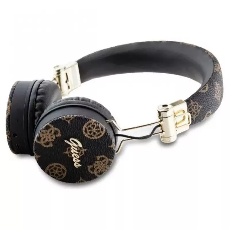 Guess Peony Script Round Shape auriculares inalámbricos over-ear con Bluetooth 5.3 y ENC (negro)