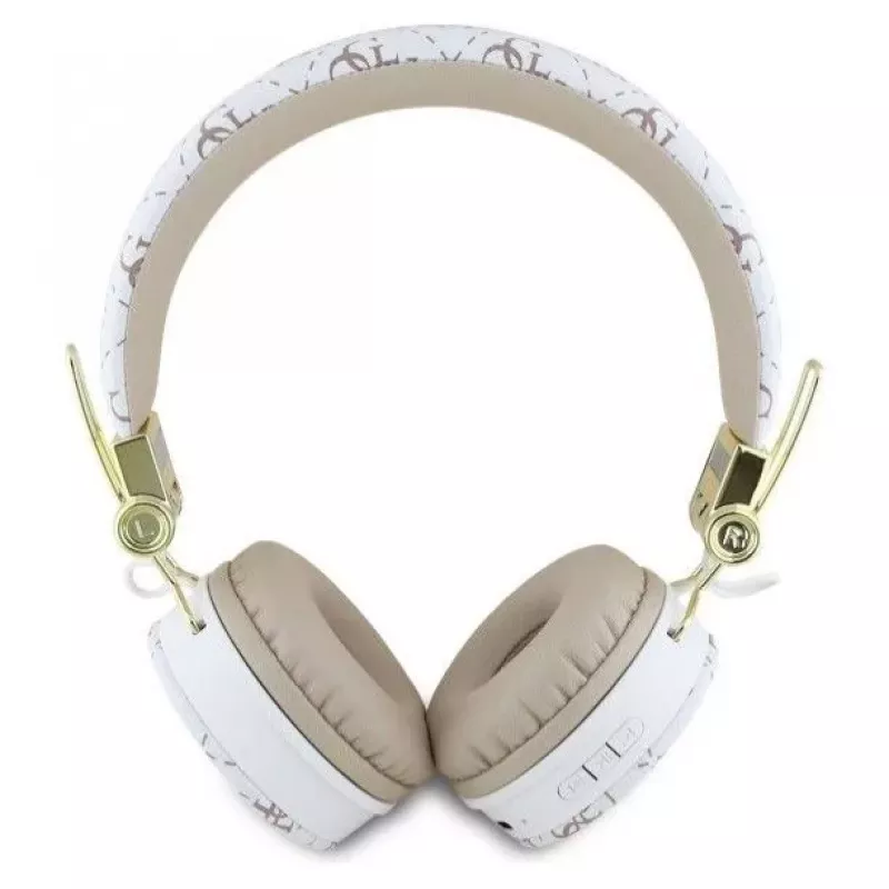 Guess 4G Triangle Round Shape - auriculares inalámbricos on-ear Bluetooth con ENC (blanco)