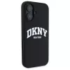 DKNY DKHMP16SSNYACH Funda rígida para Apple iPhone 16 6,1 pulgadas negra silicona con logo impreso blanco MagSafe