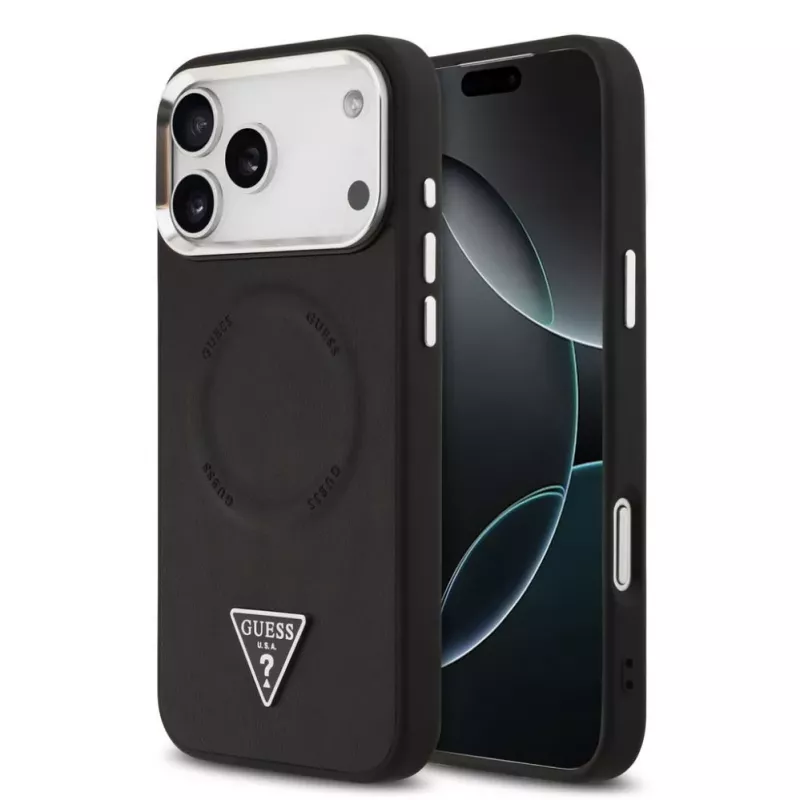 Guess funda Triangle Logo MagSafe para iPhone 17 Pro Max (negro)