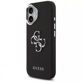 Guess Grained Big 4G Classic Logo Funda para iPhone 17, Negro
