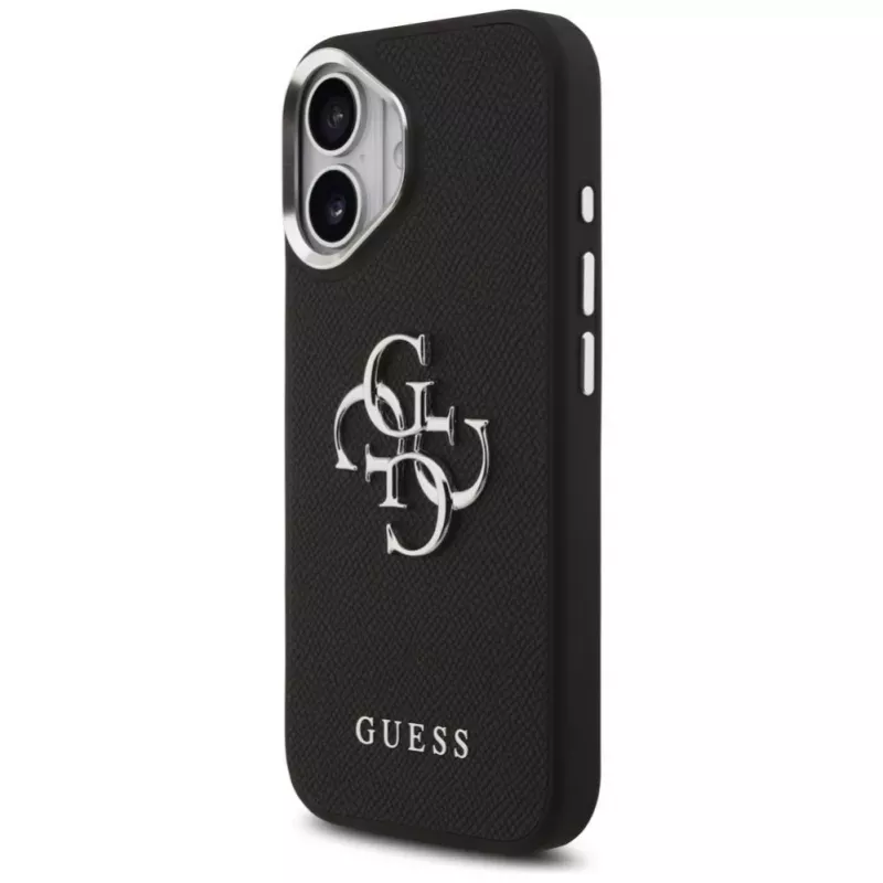 Guess Grained Big 4G Classic Logo Funda para iPhone 17, Negro