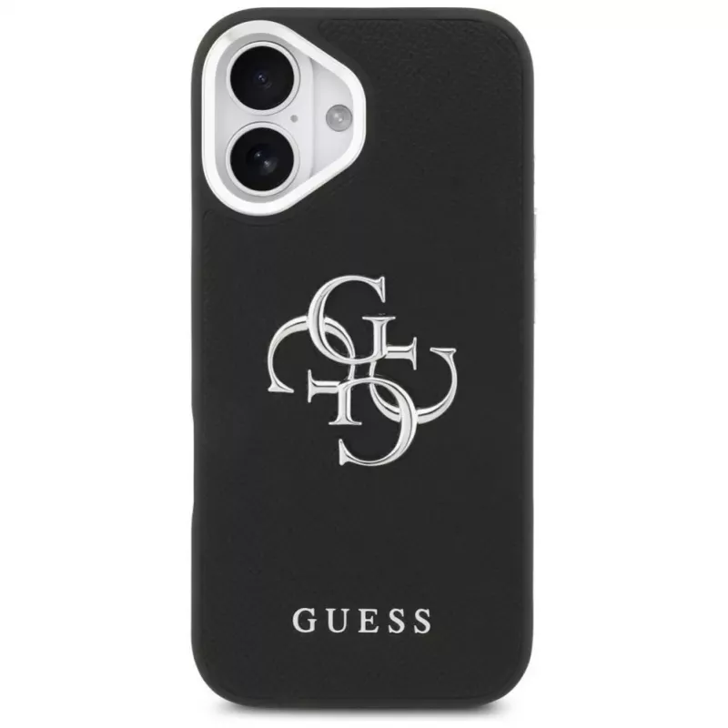 Guess Grained Big 4G Classic Logo Funda para iPhone 17, Negro