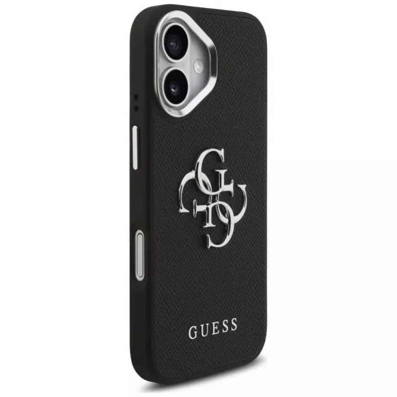 Guess Grained Big 4G Classic Logo Funda para iPhone 17, Negro