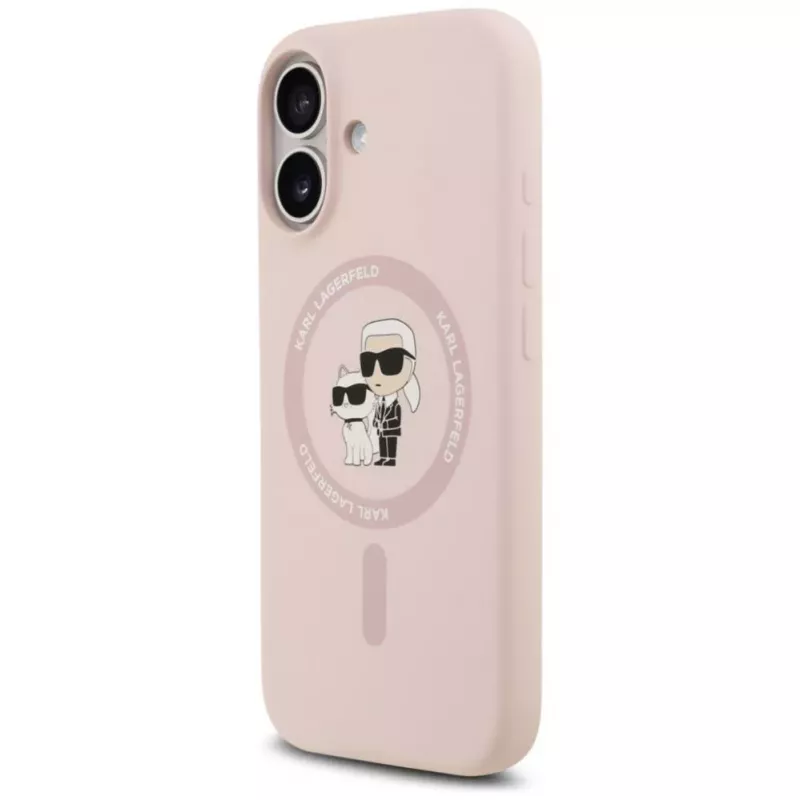 KARL LAGERFELD funda de silicona Karl&Choupette Ring MagSafe para iPhone 17 rosa