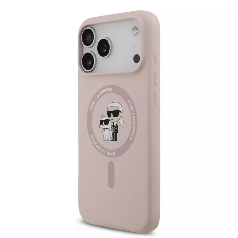 KARL LAGERFELD funda de silicona Karl & Choupette Ring MagSafe para Apple iPhone 17 Pro Max, rosa