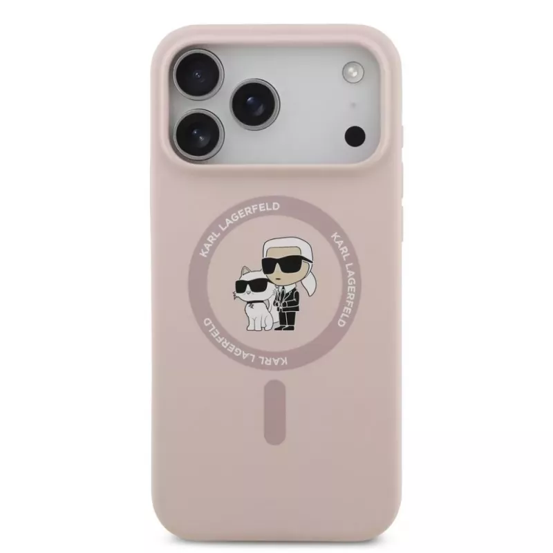 KARL LAGERFELD funda de silicona Karl & Choupette Ring MagSafe para Apple iPhone 17 Pro Max, rosa