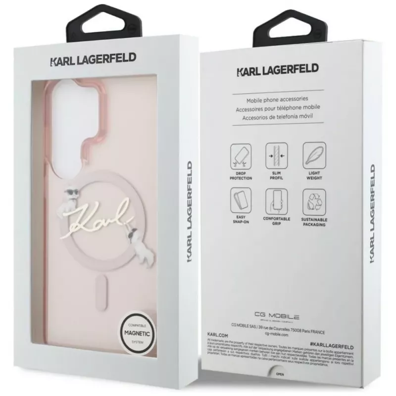 KARL LAGERFELD Funda MagSafe IML KC Script para Samsung Galaxy S26 Ultra, Rosa