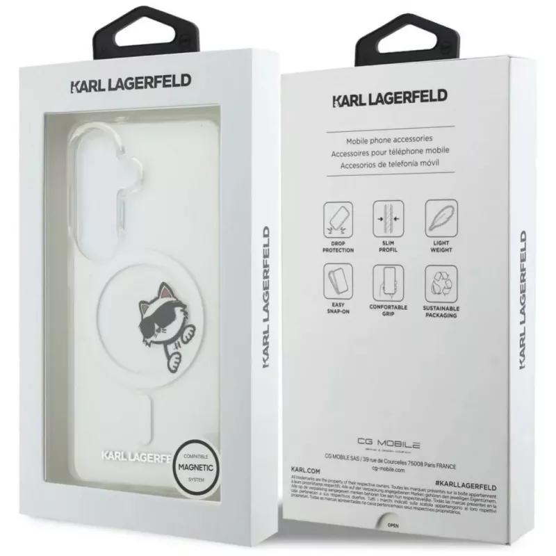KARL LAGERFELD Funda MagSafe IML Peekaboo Choupette para Samsung Galaxy S26, Transparente