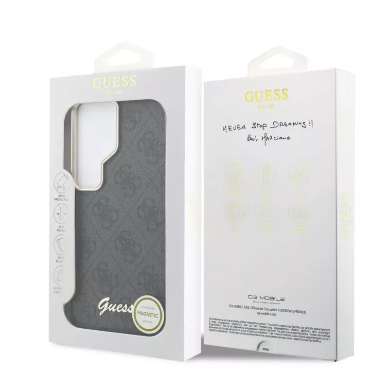 Guess Funda MagSafe 4G Script para Samsung Galaxy S26 Ultra (Negra)