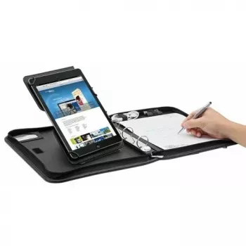 WEDO Organizador ELEGANCE - Funda con cremallera para tablet - Piel sintética, nailon texturizado - Negro - 10,5