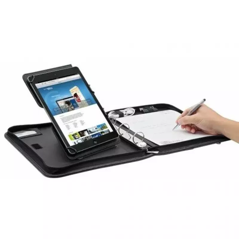 WEDO Organizador ELEGANCE - Funda con cremallera para tablet - Piel sintética, nailon texturizado - Negro - 10,5