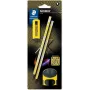 STAEDTLER Noris 181 Set de lápices HB con goma de borrar y sacapuntas Negro/Amarillo (pack de 2)