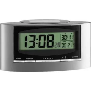 TFA 98.1071 Reloj solar con despertador, negro/plata