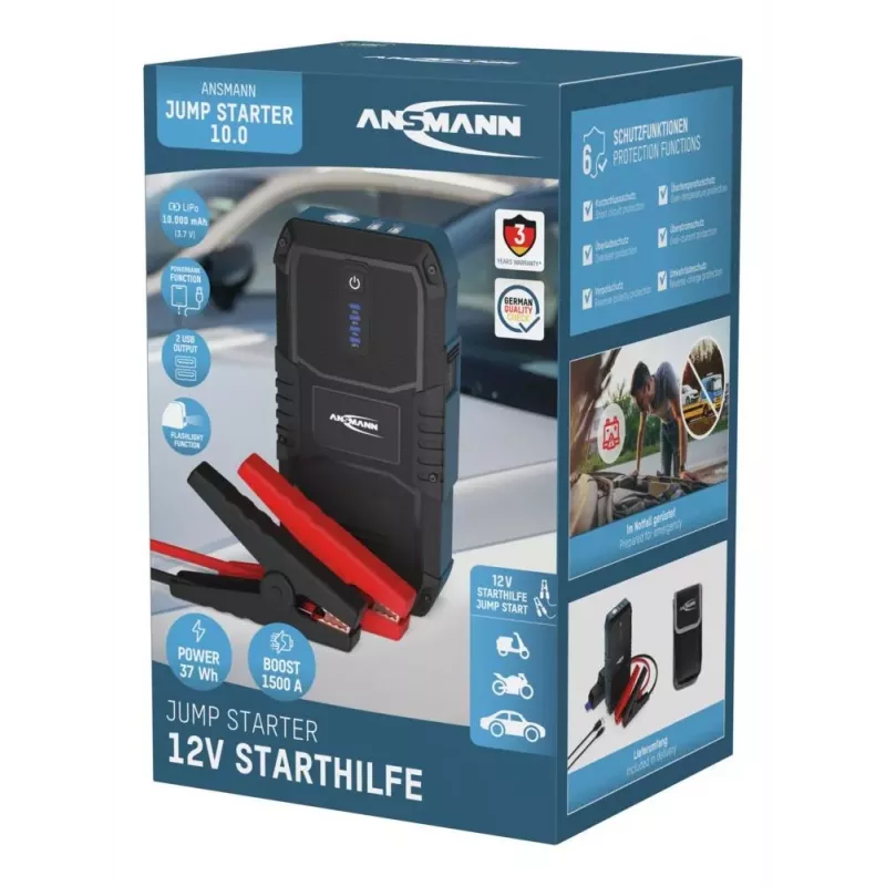 ANSMANN Jump Starter 10.0 Power Bank linterna 37Wh 12V