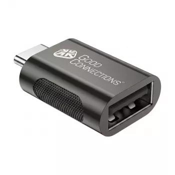 GoodConnections Adaptador USB 3.2 Gen 1 / USB 3.0 USB-C macho a USB-A hembra, carcasa de metal cromado, Antracita, pack de 3