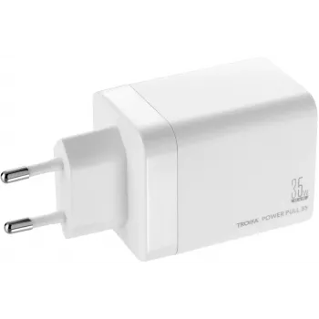 TROIKA POWER PULL 35 Cargador de coche 35W USB-C PD y USB-A QC 3.0 blanco (CHA35/WH)