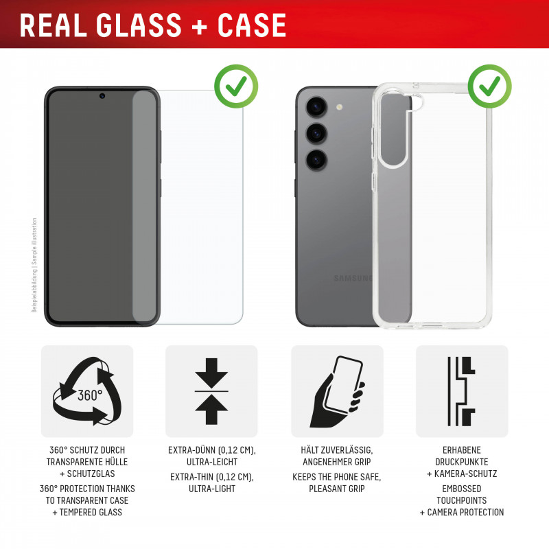 E.V.I. DISPLEX Real Glass MM + Case Samsung Galaxy S24/S25