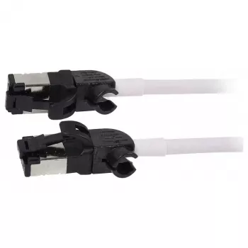 Synergy21 Cable de red RJ45, CAT6A 500MHz, 5m, Blanco, S/FTP, Slimline redondo d=4,5mm, TPE/LSZH (Superflex), AWG28, con cable CAT7, conector giratorio
