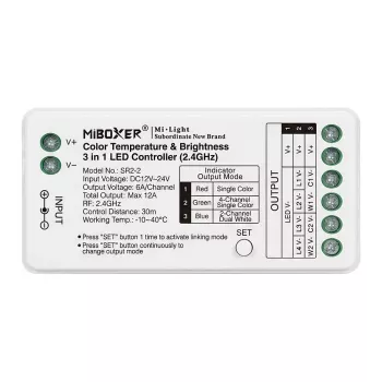 Miboxer Synergy 21 Controlador LED 3en1 Single+CCT Dual White DC12/24V 2.4G (SR2-2)
