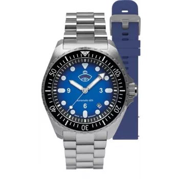 Ruhla 1929 NVA Kommando 4960M-3 SET Reloj automático 40 mm esfera negra correa de piel y NATO