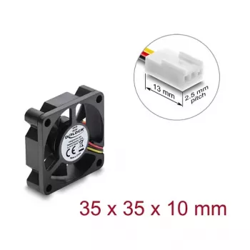 Ventilador axial Delock 5 V DC, 35 x 35 x 10 mm negro