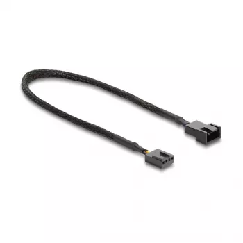 Delock cable de extensión de ventilador PWM macho a hembra 4 pines con funda trenzada 30 cm negro