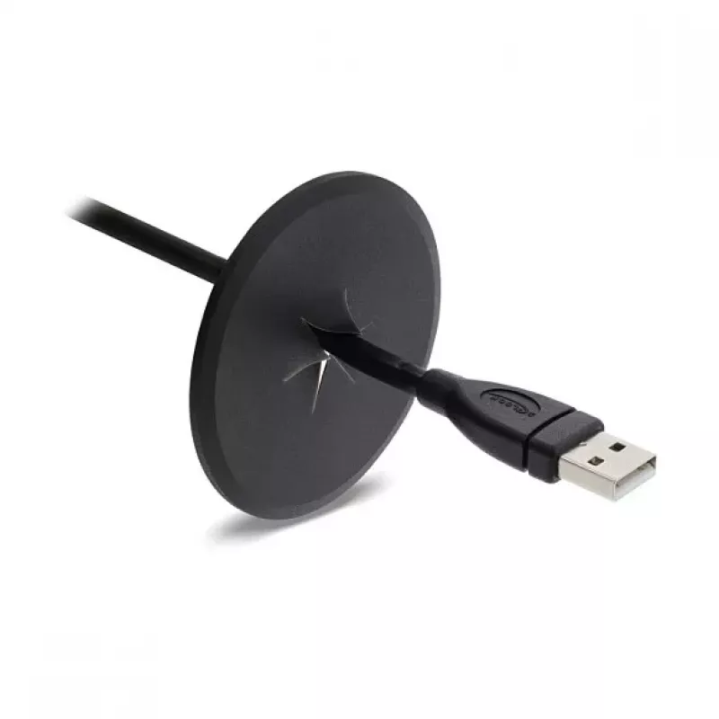 Pasacables redondo de silicona Delock Ø 65 mm para montaje en pared / sobremesa blanco / negro