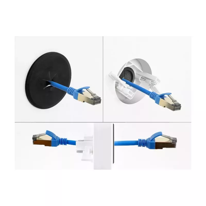 Pasacables redondo de silicona Delock Ø 65 mm para montaje en pared / sobremesa blanco / negro
