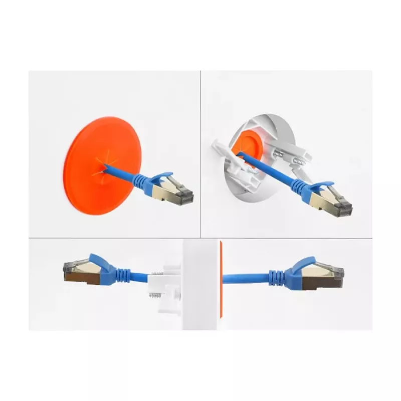 Pasacables redondo de silicona Delock Ø 65 mm para montaje en pared / sobremesa blanco / naranja