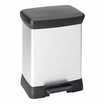 CURVER Deco Bin papelera con pedal 30L plateado metálico
