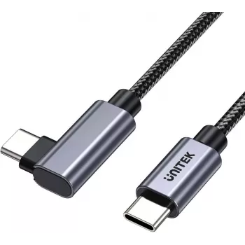 UNITEK cable USB-C en ángulo de 90° PD 100W 2m negro