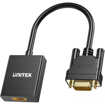 UNITEK adaptador VGA a HDMI Full HD 1080p negro 15cm