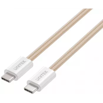 UNITEK cable magnético enrollable trenzado USB-C a USB-C 100W PD 1m beige