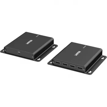 UNITEK extensor USB-C a 4x USB-A por Ethernet, hasta 150m, 480Mbps, negro