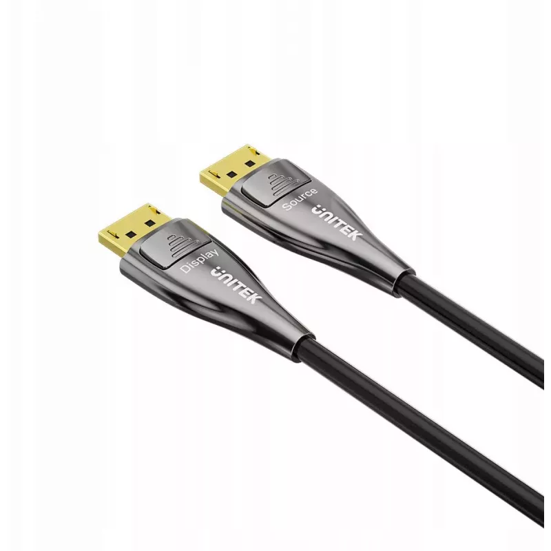 UNITEK Cable DisplayPort 2.1 de fibra óptica activo 20m 8K 80Gbps negro