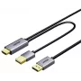 UNITEK cable HDMI a DisplayPort 4K con alimentación USB-A, 1,8 m, negro