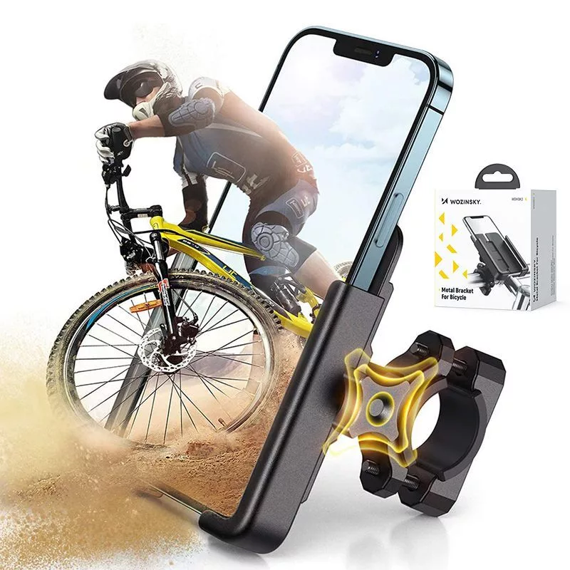 Wozinsky Soporte metálico para móvil de bicicleta para scooter, Negro (WBHBK3)