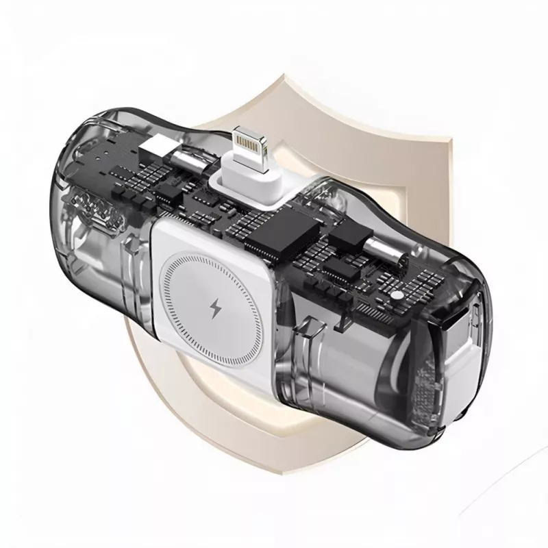 WOZINSKY WF16-YCS Mini batería externa 5000mAh 15W USB-C con cable USB-C integrado y cargador para Apple Watch - Blanco