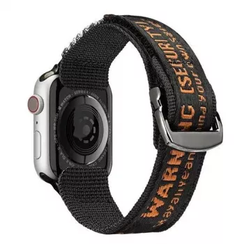 Dux Ducis Strap (Outdoor Version) Correa de reloj de nylon para Apple Watch Ultra, SE, Series 9, 8, 7, 6, 5, 4, 3, 2, 1 (49, 45, 44, 42 mm) negro naranja