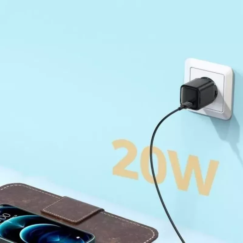 JOYROOM Cargador de pared rápido USB-C 20W Power Delivery Quick Charge 3.0 AFC Negro (L-P202)