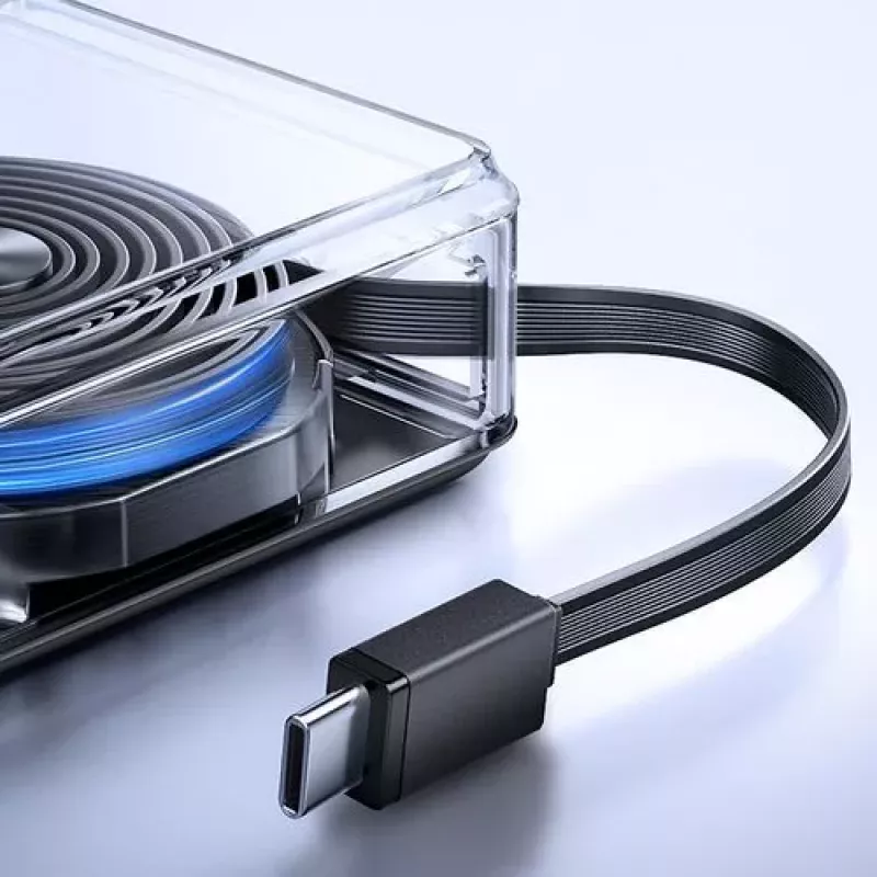Joyroom JR-PR1 Batería externa 10000mAh 22,5W con cable USB-C retráctil integrado Negro