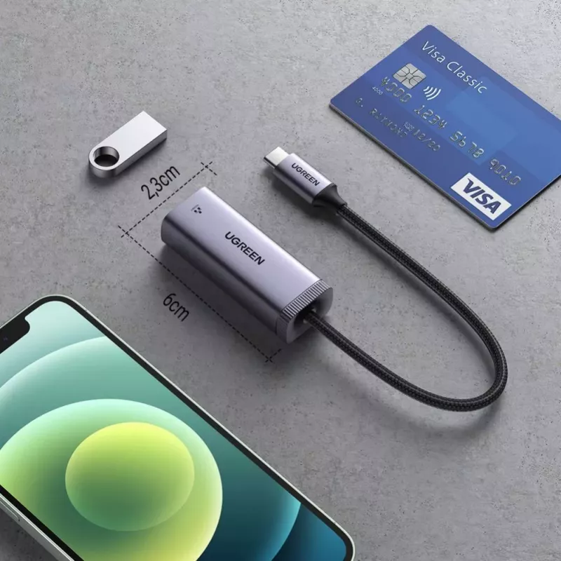 UGREEN Adaptador USB-C a RJ45 Gigabit Ethernet (Gris) - 40322 CM483