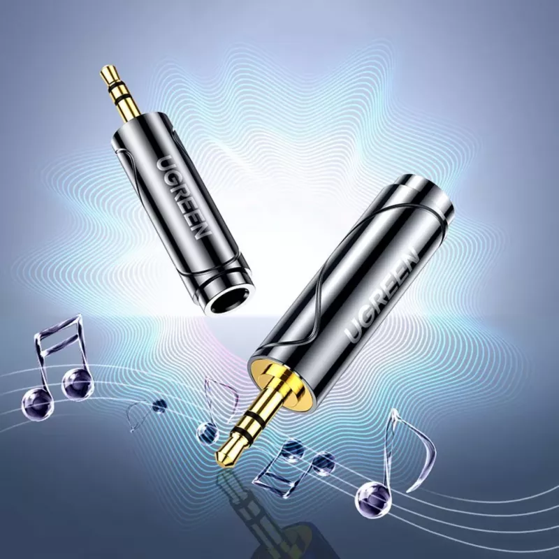 UGREEN Adaptador de audio de 3,5 mm a 6,35 mm (conector macho a conector hembra) Gris AV168