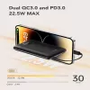 VEGER Batería externa C11 (W1170) PD QC3.0 22,5 W 10000 mAh con cables USB-C y Lightning integrados, Negro