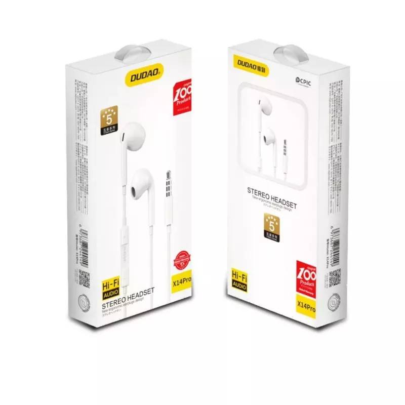 Dudao X14PRO Auriculares in-ear con conector jack de 3,5 mm, Blanco