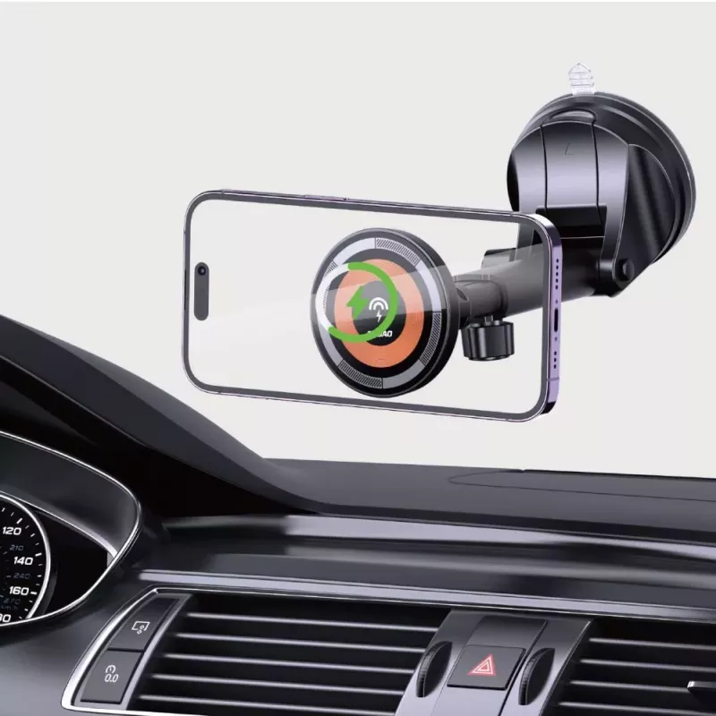 Dudao F12MAX+ Cargador de coche inalámbrico MagSafe 15W - negro