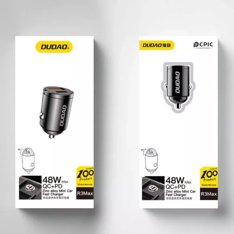 Dudao R3MAX 48W QC PD Mini Cargador de coche - Negro